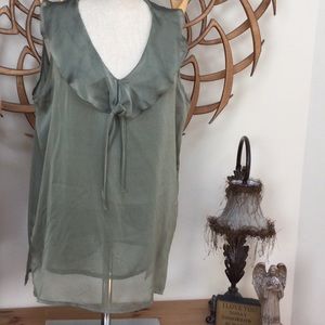 Lovely New York & Company Sheer blouse with  Matching Cami in sage green.